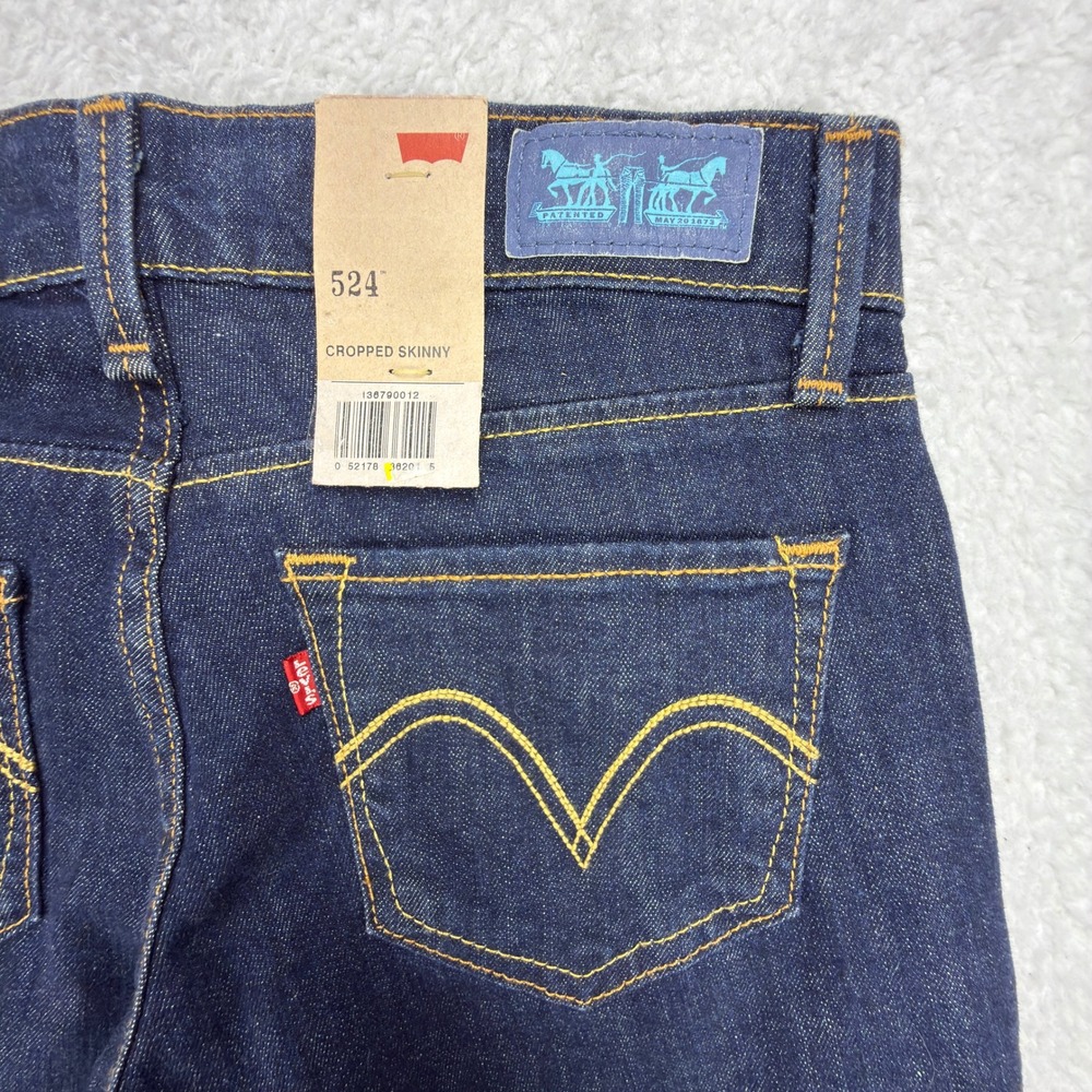 Levis 524 Cropped Skinny Jeans Womens 1/25 Dark Wash Denim Blue NWT 13679-0012